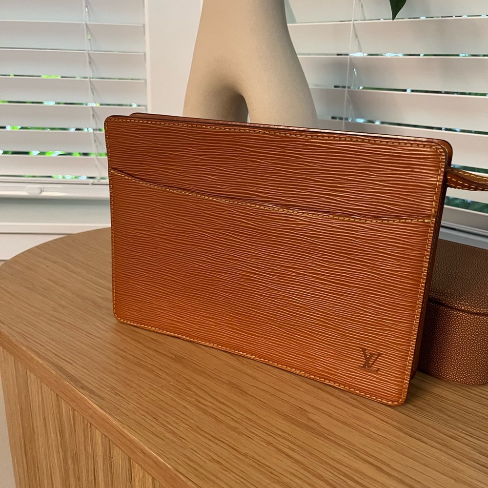 Louis Vuitton Cognac Leather Clutch